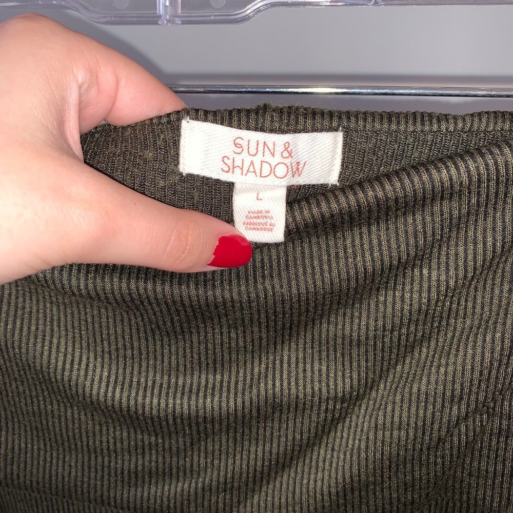 Green Off the Shoulder Sweater - Picture 3 of 4